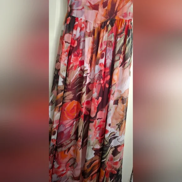 Isaac mizrahi floral colorfull maxidrees sz M aprox cocktail party barbiecore - Picture 6 of 11